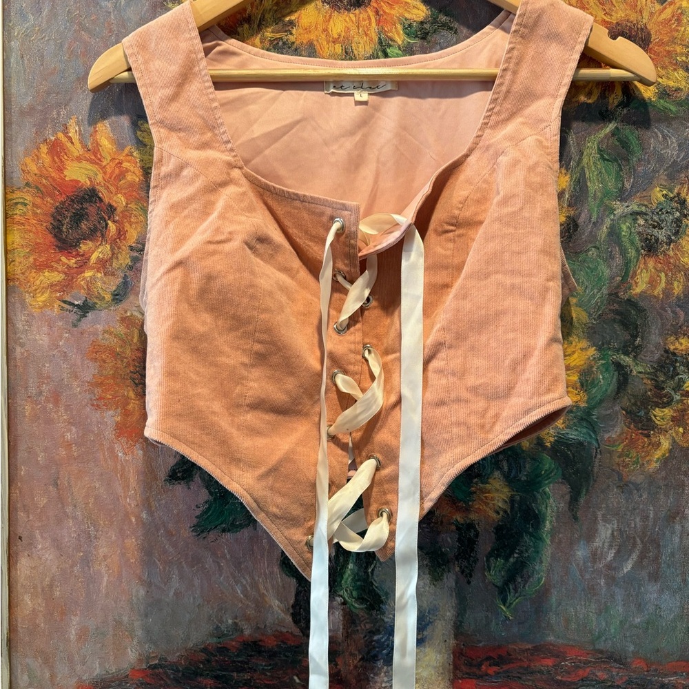Et Clet Women's Pink Lace-Up Corset Top
